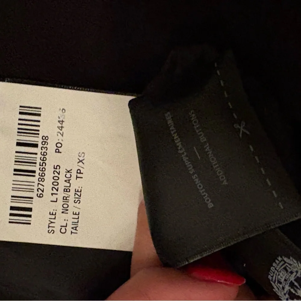 RUDSAK Moira Black Belted Jacket Hidden Hood Leather Trim Size XS - Picture 16 of 16